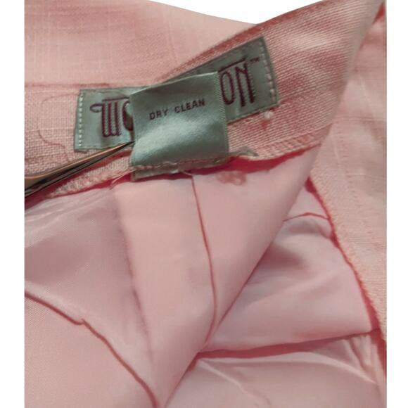VINTAGE WORTHINGTON Long Midi Skirt 14 Pastel Pink Tailored Pocket Office Career - Picture 7 of 9